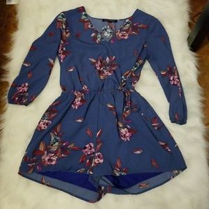Blue with floral print romper